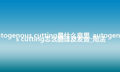 autogenous cutting是什么意思_autogenous cutting怎么翻译及发音_用法