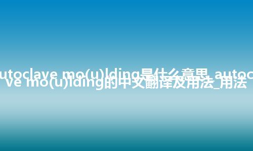 autoclave mo(u)lding是什么意思_autoclave mo(u)lding的中文翻译及用法_用法