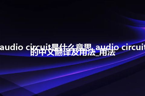 audio circuit是什么意思_audio circuit的中文翻译及用法_用法