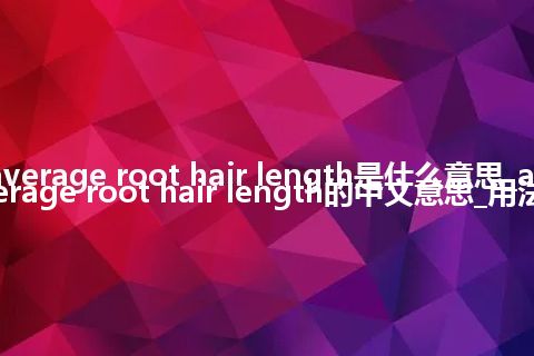 average root hair length是什么意思_average root hair length的中文意思_用法