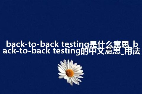 back-to-back testing是什么意思_back-to-back testing的中文意思_用法