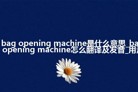 bag opening machine是什么意思_bag opening machine怎么翻译及发音_用法