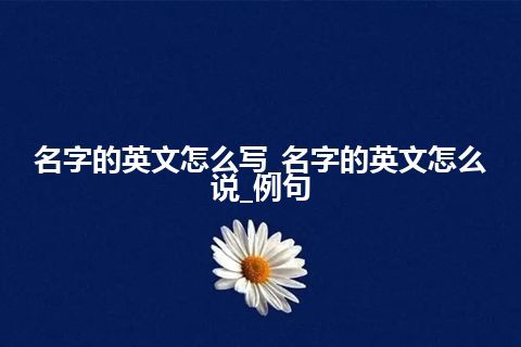 名字的英文怎么写_名字的英文怎么说_例句