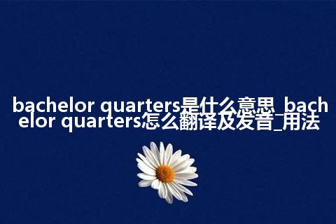 bachelor quarters是什么意思_bachelor quarters怎么翻译及发音_用法