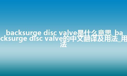 backsurge disc valve是什么意思_backsurge disc valve的中文翻译及用法_用法