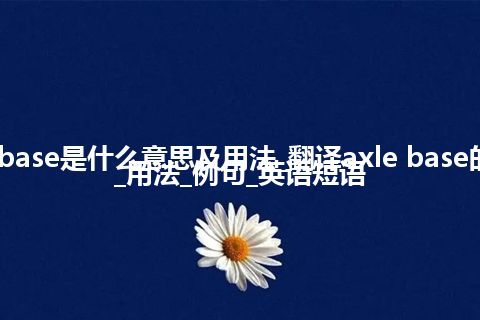 axle base是什么意思及用法_翻译axle base的意思_用法_例句_英语短语