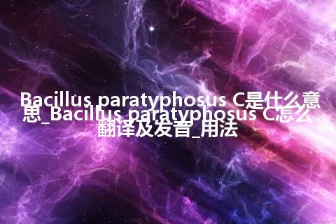 Bacillus paratyphosus C是什么意思_Bacillus paratyphosus C怎么翻译及发音_用法