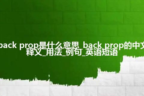 back prop是什么意思_back prop的中文释义_用法_例句_英语短语