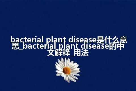 bacterial plant disease是什么意思_bacterial plant disease的中文解释_用法