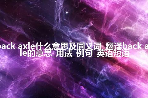 back axle什么意思及同义词_翻译back axle的意思_用法_例句_英语短语