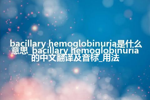 bacillary hemoglobinuria是什么意思_bacillary hemoglobinuria的中文翻译及音标_用法