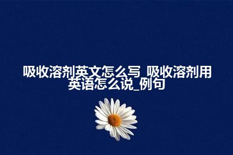 吸收溶剂英文怎么写_吸收溶剂用英语怎么说_例句