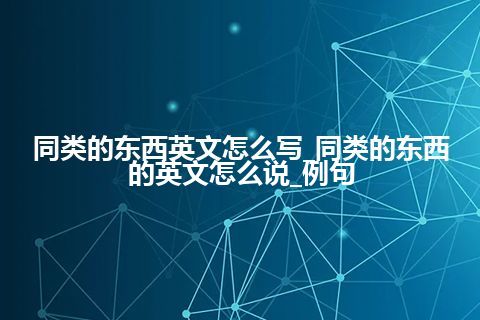 同类的东西英文怎么写_同类的东西的英文怎么说_例句