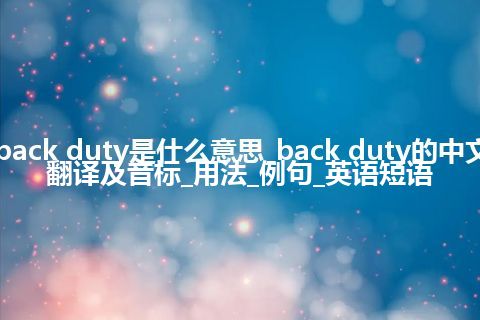 back duty是什么意思_back duty的中文翻译及音标_用法_例句_英语短语