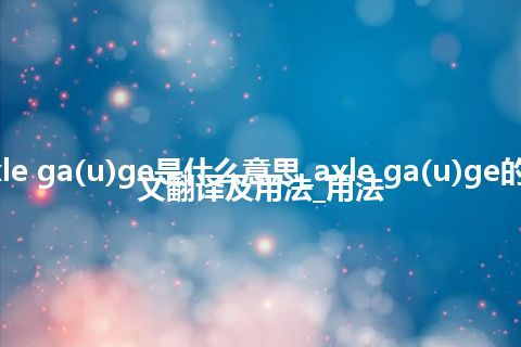 axle ga(u)ge是什么意思_axle ga(u)ge的中文翻译及用法_用法