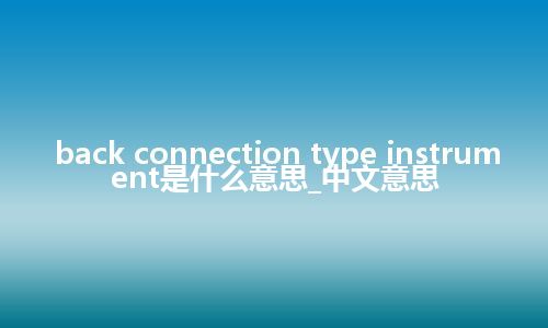 back connection type instrument是什么意思_中文意思