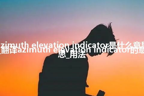 azimuth elevation indicator是什么意思_翻译azimuth elevation indicator的意思_用法