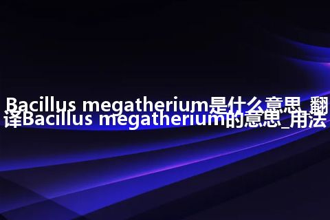 Bacillus megatherium是什么意思_翻译Bacillus megatherium的意思_用法