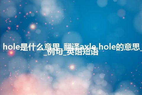 axle hole是什么意思_翻译axle hole的意思_用法_例句_英语短语