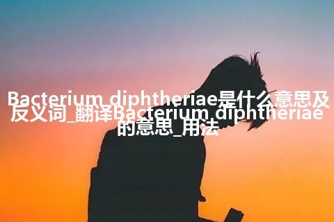 Bacterium diphtheriae是什么意思及反义词_翻译Bacterium diphtheriae的意思_用法