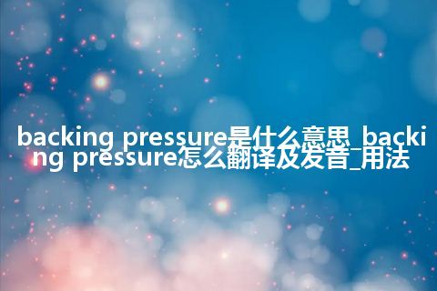 backing pressure是什么意思_backing pressure怎么翻译及发音_用法