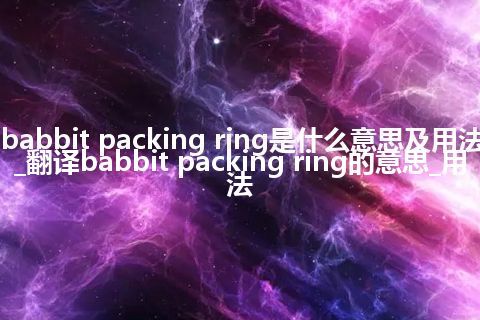 babbit packing ring是什么意思及用法_翻译babbit packing ring的意思_用法