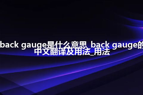 back gauge是什么意思_back gauge的中文翻译及用法_用法