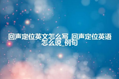 回声定位英文怎么写_回声定位英语怎么说_例句