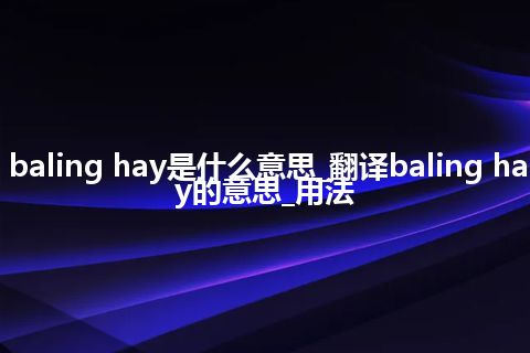 baling hay是什么意思_翻译baling hay的意思_用法