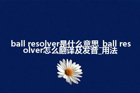 ball resolver是什么意思_ball resolver怎么翻译及发音_用法