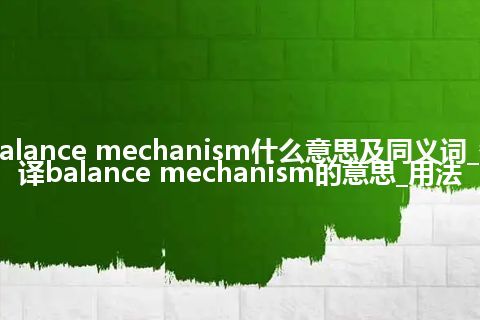 balance mechanism什么意思及同义词_翻译balance mechanism的意思_用法