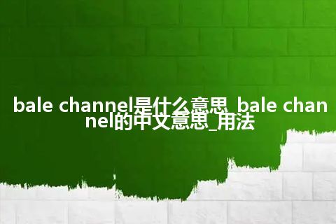 bale channel是什么意思_bale channel的中文意思_用法