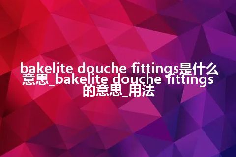 bakelite douche fittings是什么意思_bakelite douche fittings的意思_用法