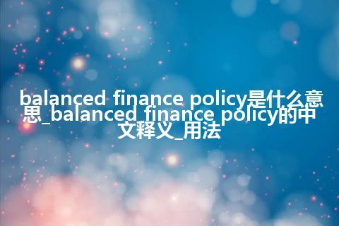 balanced finance policy是什么意思_balanced finance policy的中文释义_用法