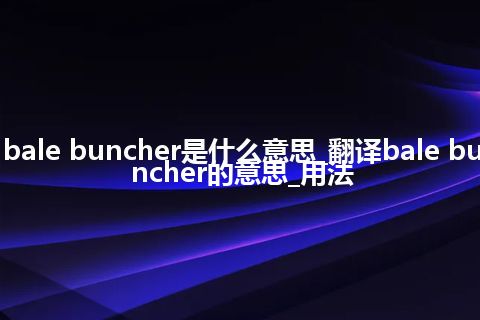 bale buncher是什么意思_翻译bale buncher的意思_用法