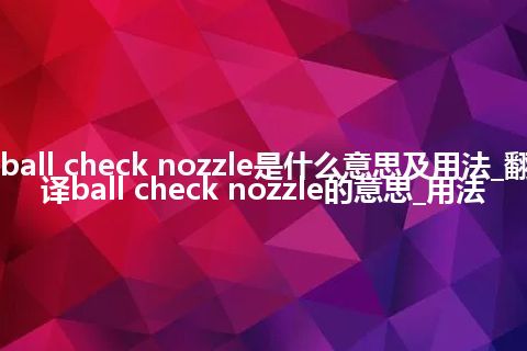 ball check nozzle是什么意思及用法_翻译ball check nozzle的意思_用法