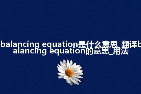 balancing equation是什么意思_翻译balancing equation的意思_用法