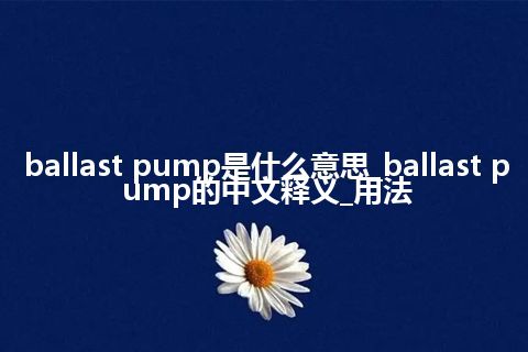 ballast pump是什么意思_ballast pump的中文释义_用法