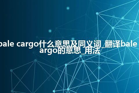 bale cargo什么意思及同义词_翻译bale cargo的意思_用法