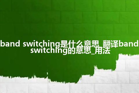 band switching是什么意思_翻译band switching的意思_用法