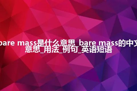 bare mass是什么意思_bare mass的中文意思_用法_例句_英语短语