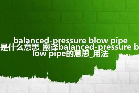 balanced-pressure blow pipe是什么意思_翻译balanced-pressure blow pipe的意思_用法