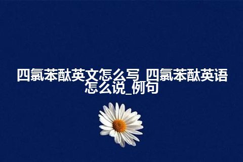 四氯苯酞英文怎么写_四氯苯酞英语怎么说_例句