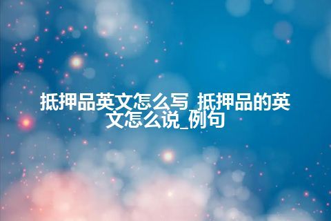 抵押品英文怎么写_抵押品的英文怎么说_例句