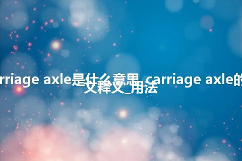 carriage axle是什么意思_carriage axle的中文释义_用法