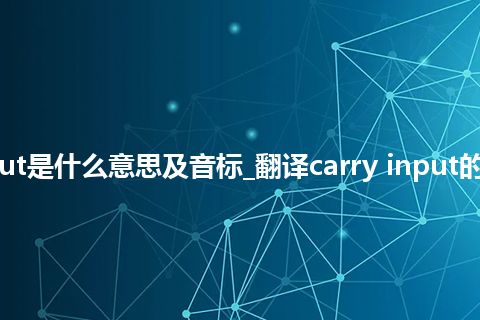 carry input是什么意思及音标_翻译carry input的意思_用法