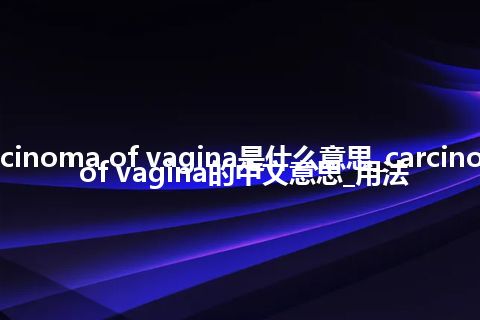 carcinoma of vagina是什么意思_carcinoma of vagina的中文意思_用法