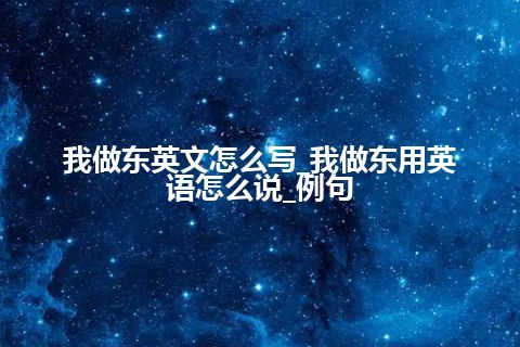 我做东英文怎么写_我做东用英语怎么说_例句