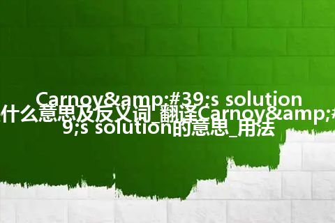 Carnoy's solution是什么意思及反义词_翻译Carnoy's solution的意思_用法