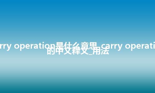 carry operation是什么意思_carry operation的中文释义_用法